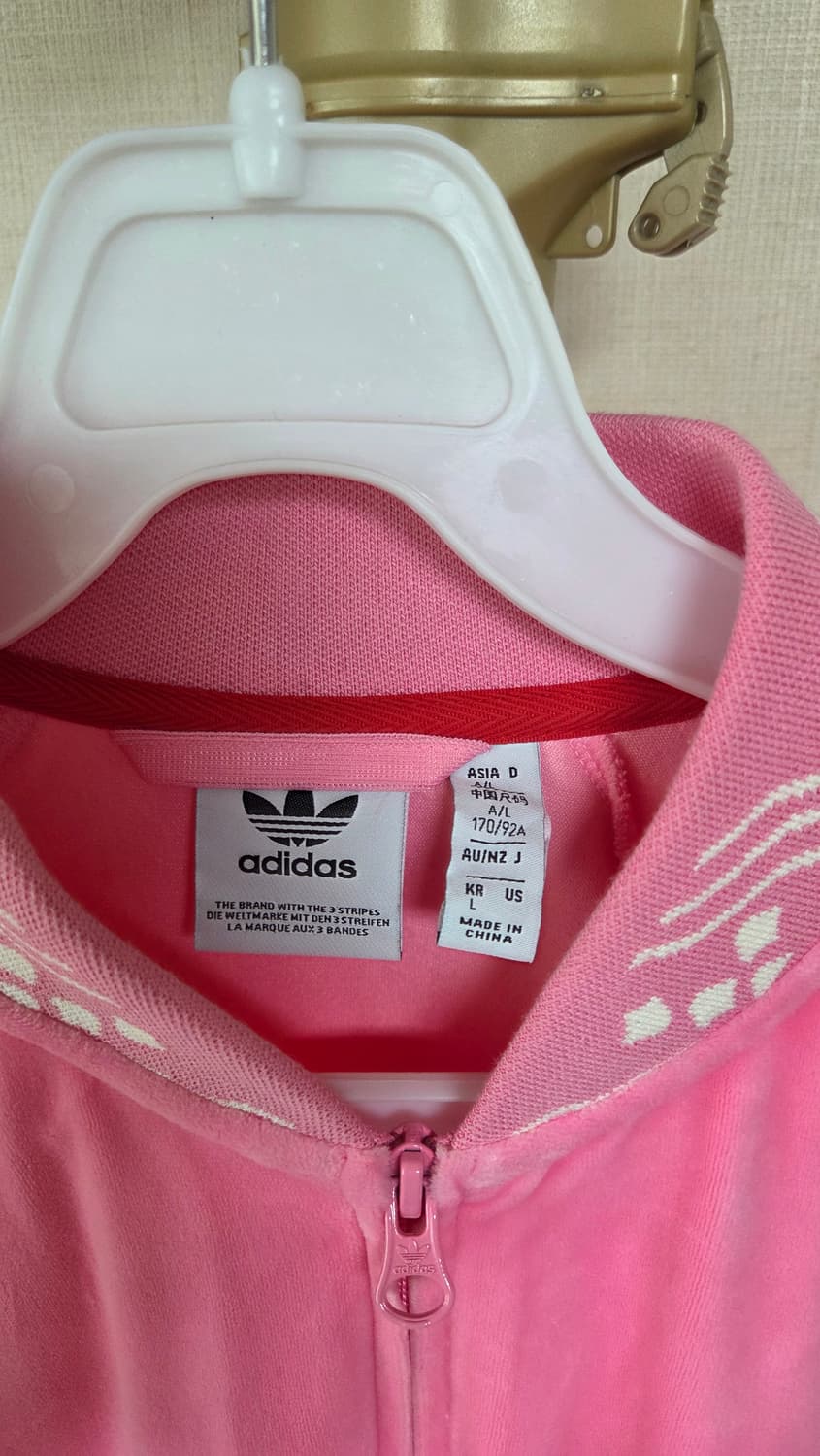 아디다스 X FeifeiRuan 벨루어 크롭 핑크 져지 트랙탑 상품이미지4