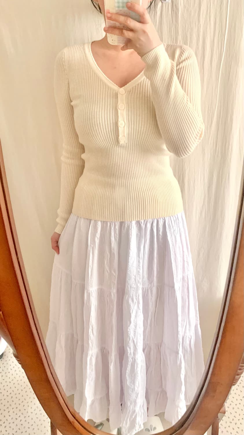 핀터 크림 컬러 골지티 상품이미지2