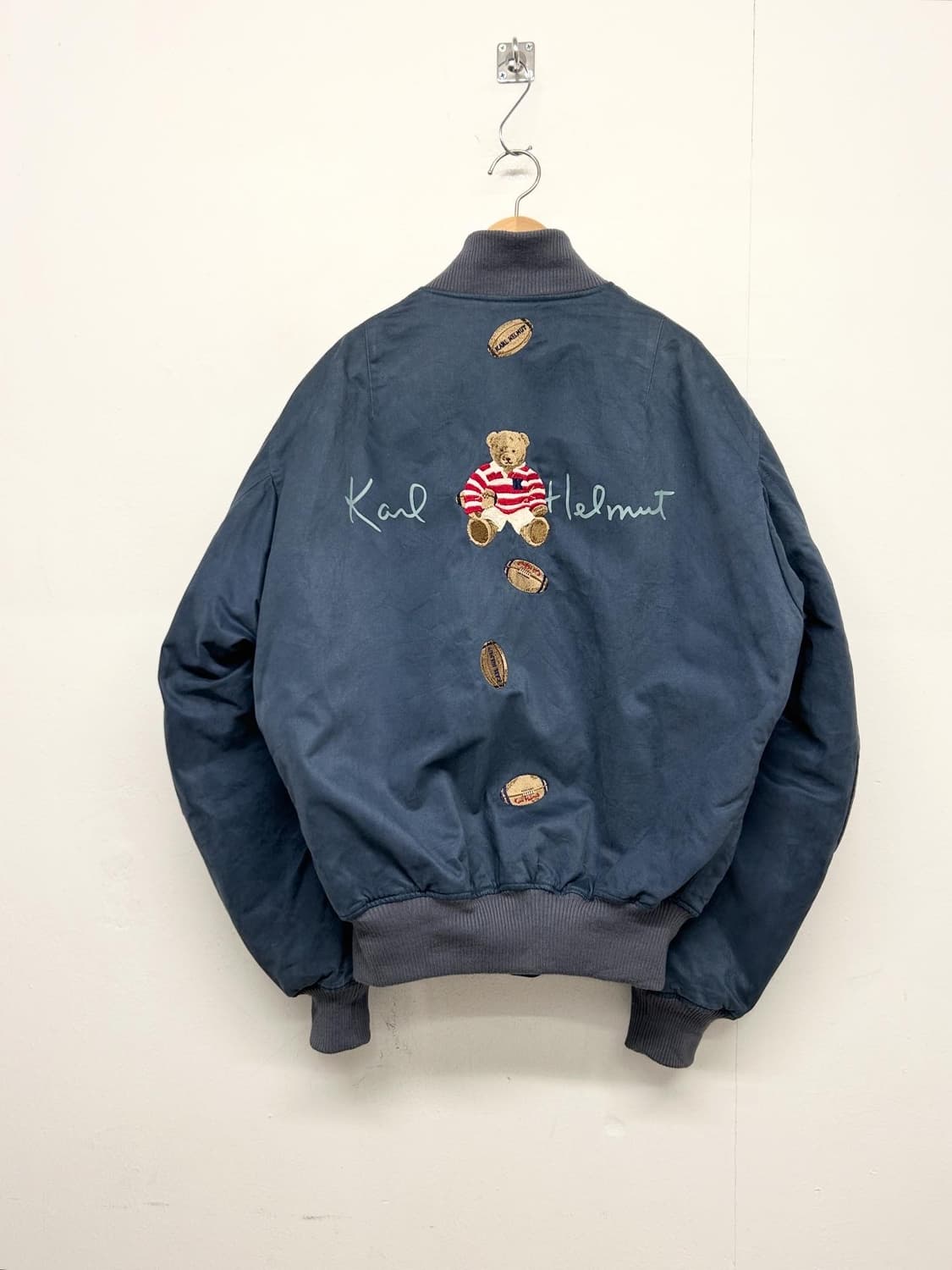 90s JPN 칼헬무트 럭비베어 블루종 자켓 상품이미지5