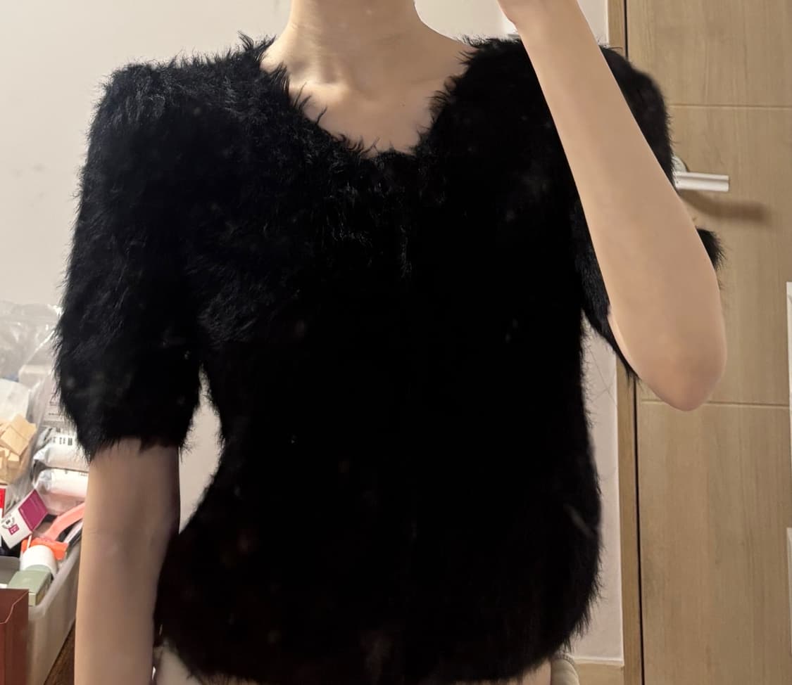 GBH 블랙 밍크퍼 가디건 상품이미지2