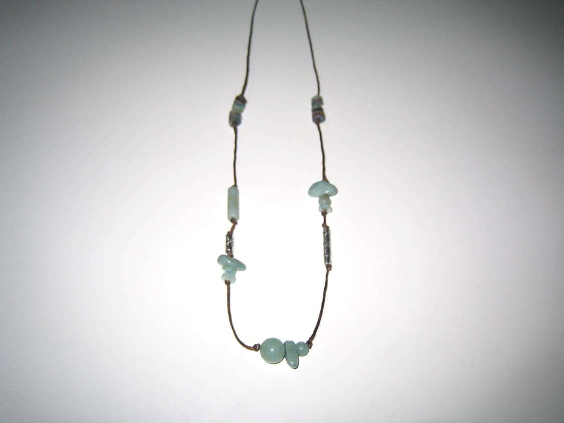 Greenish silver cross necklace 핸드메이드목걸이 상품이미지1