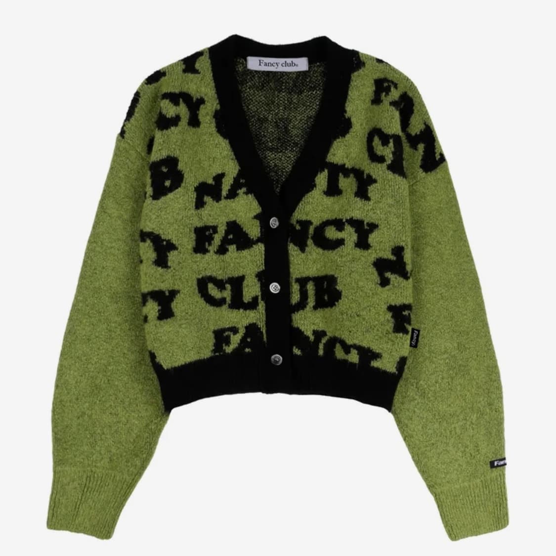 팬시클럽 웨이브 로고 가디건 올리브 상품이미지1