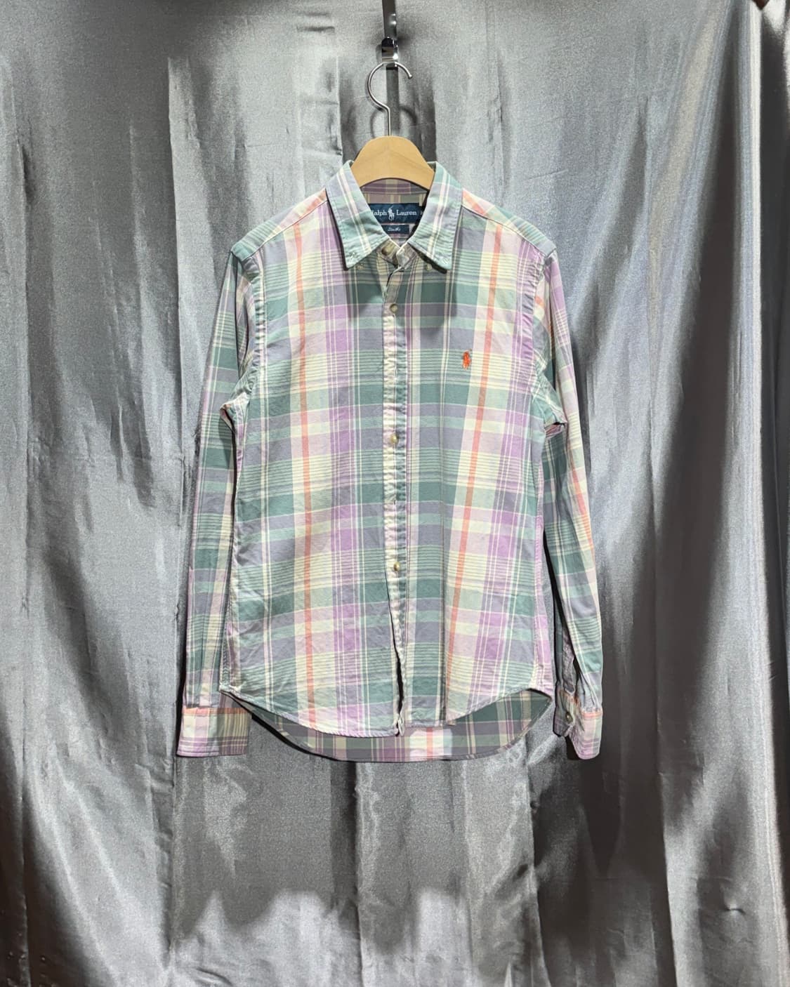 M 폴로랄프로렌 오렌지 포니 컬러믹스 체크셔츠 상품이미지2