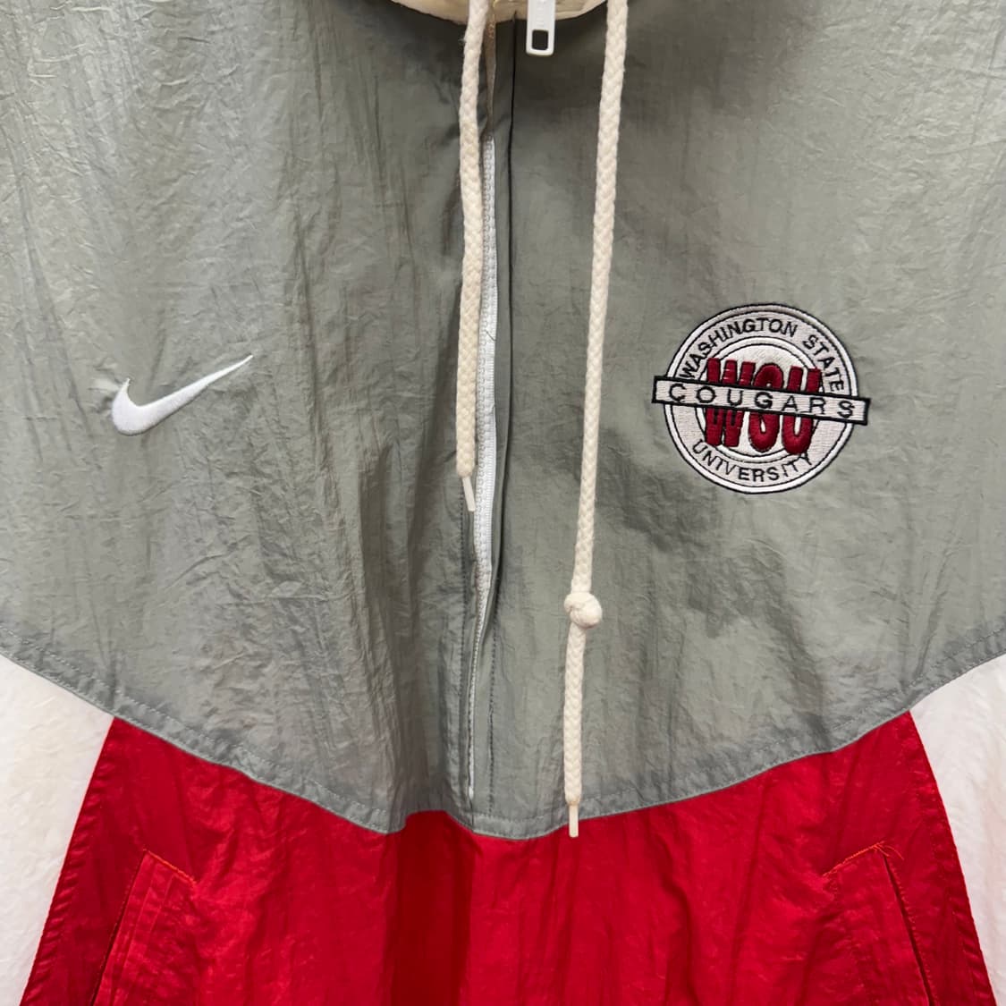 90s 나이키 올드스쿨 바람막이 레트로 아노락 컬러블록 레드 화이트 상품이미지5