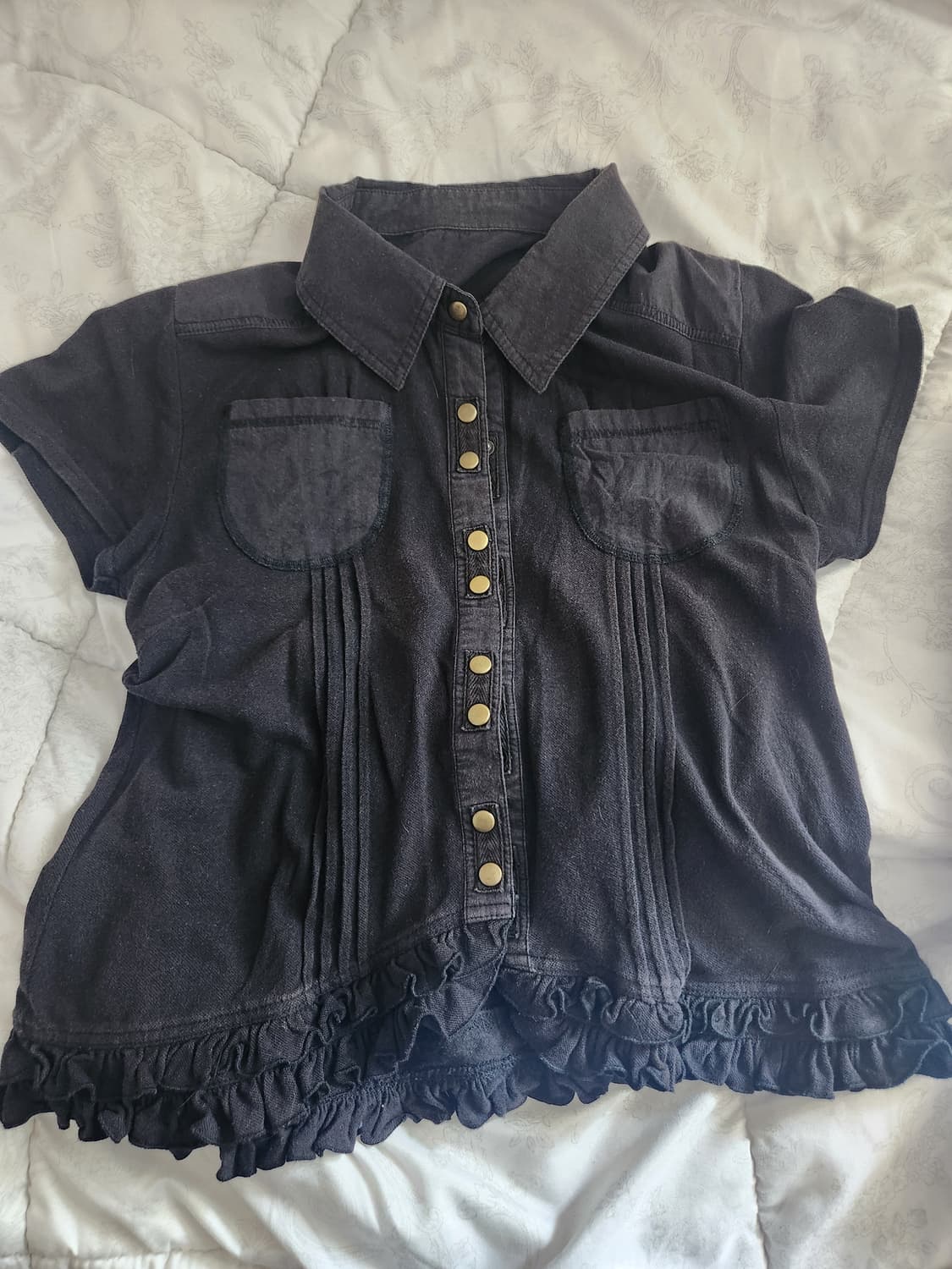 일본 빈티지 공포게임여주룩 프릴 상의 상품이미지1