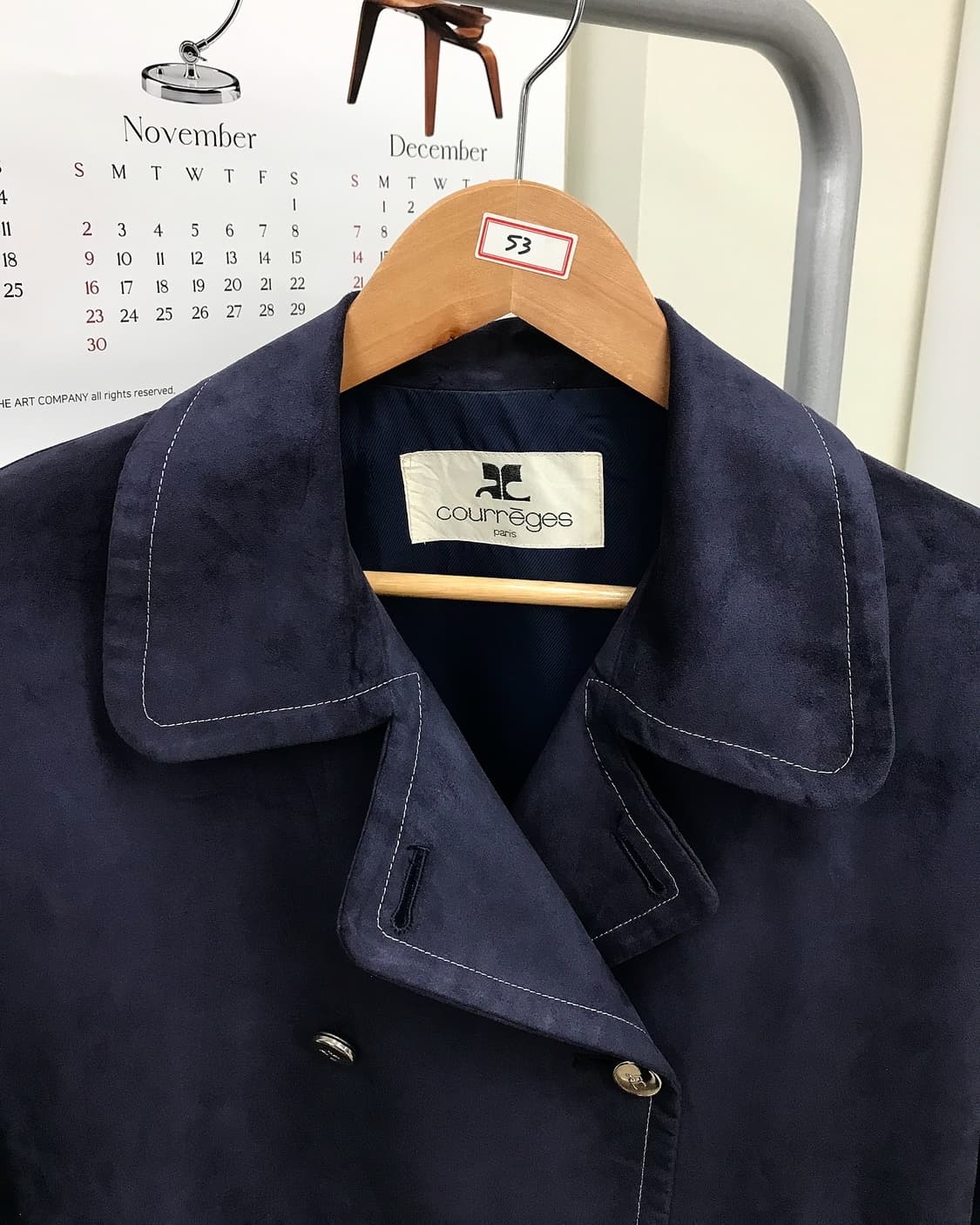 꾸레쥬 은장 로고 벨벳 더블 코트 상품이미지2