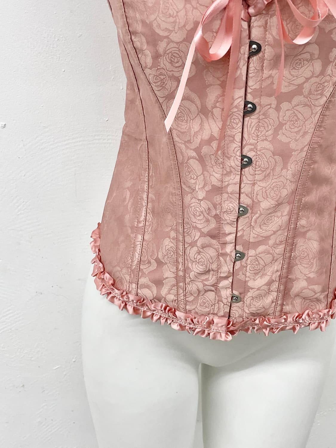 핑크 자카드 프릴 코르셋 상품이미지3