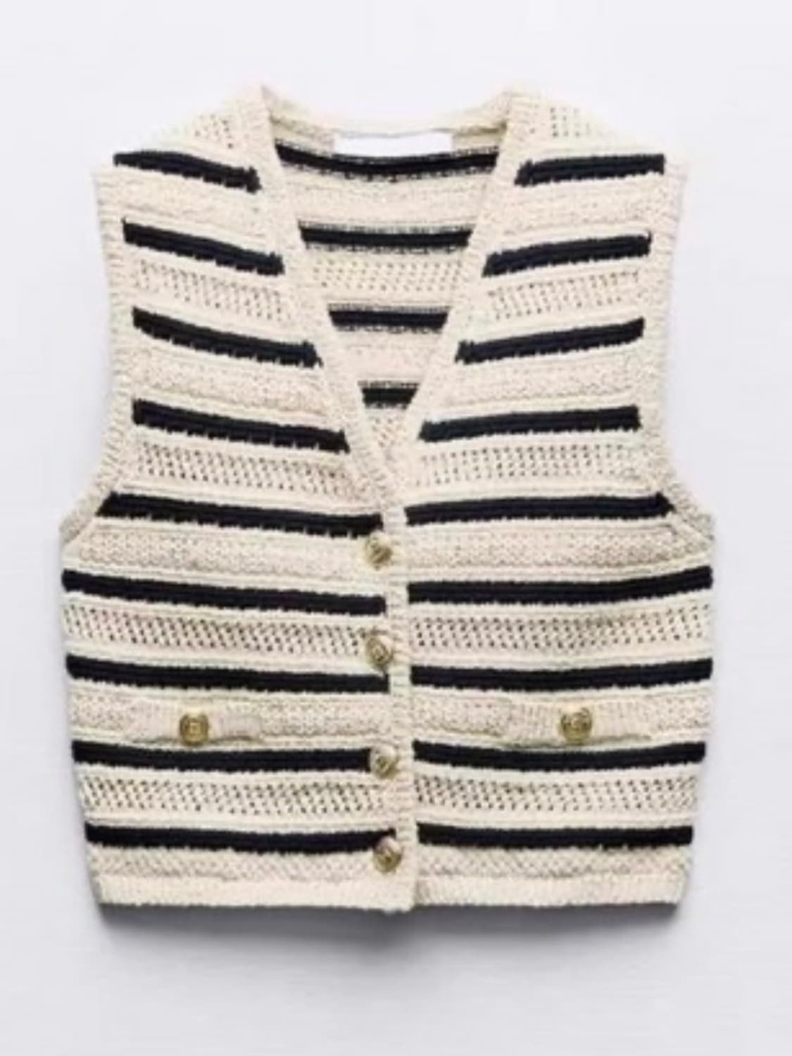 자라 스트라이프 크로쉐 베스트 상품이미지2