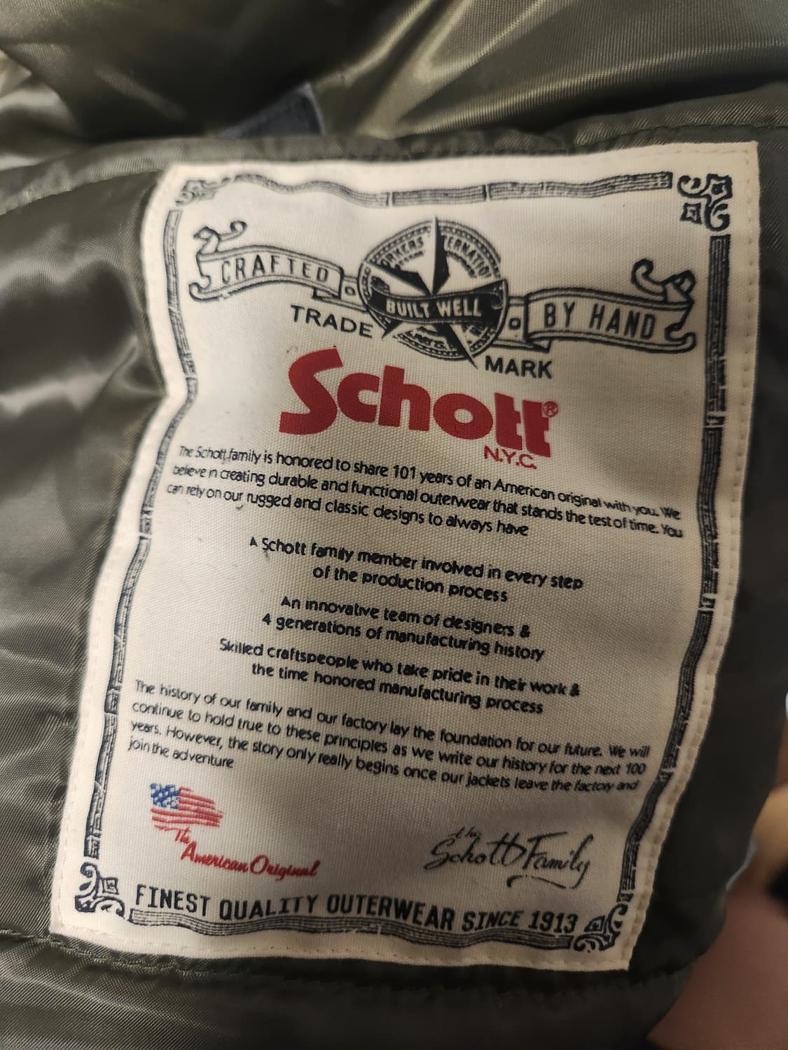 (쇼트)Schott N3B 야상자켓 M 상품이미지10