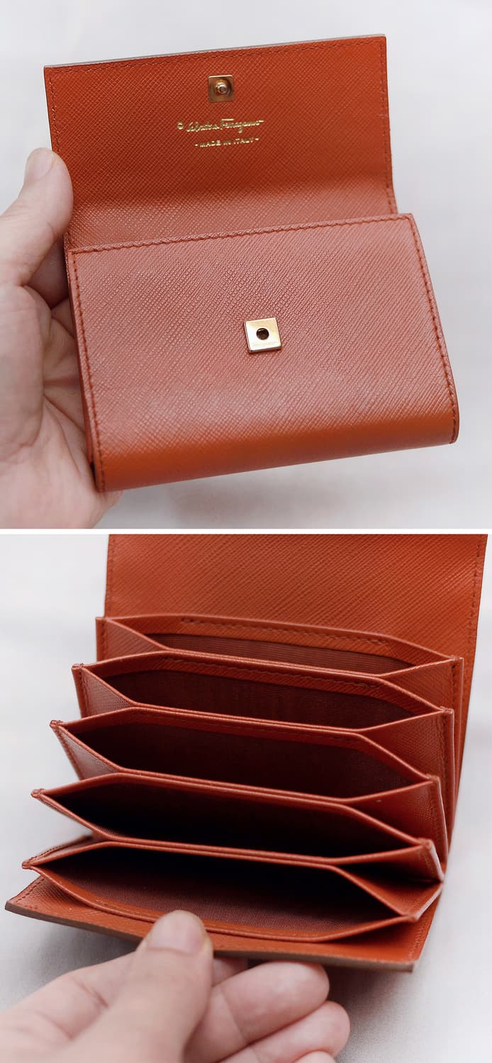 페라가모 금장 바라리본 사피아노 레더 아코디언 컴팩트 지갑 상품이미지7