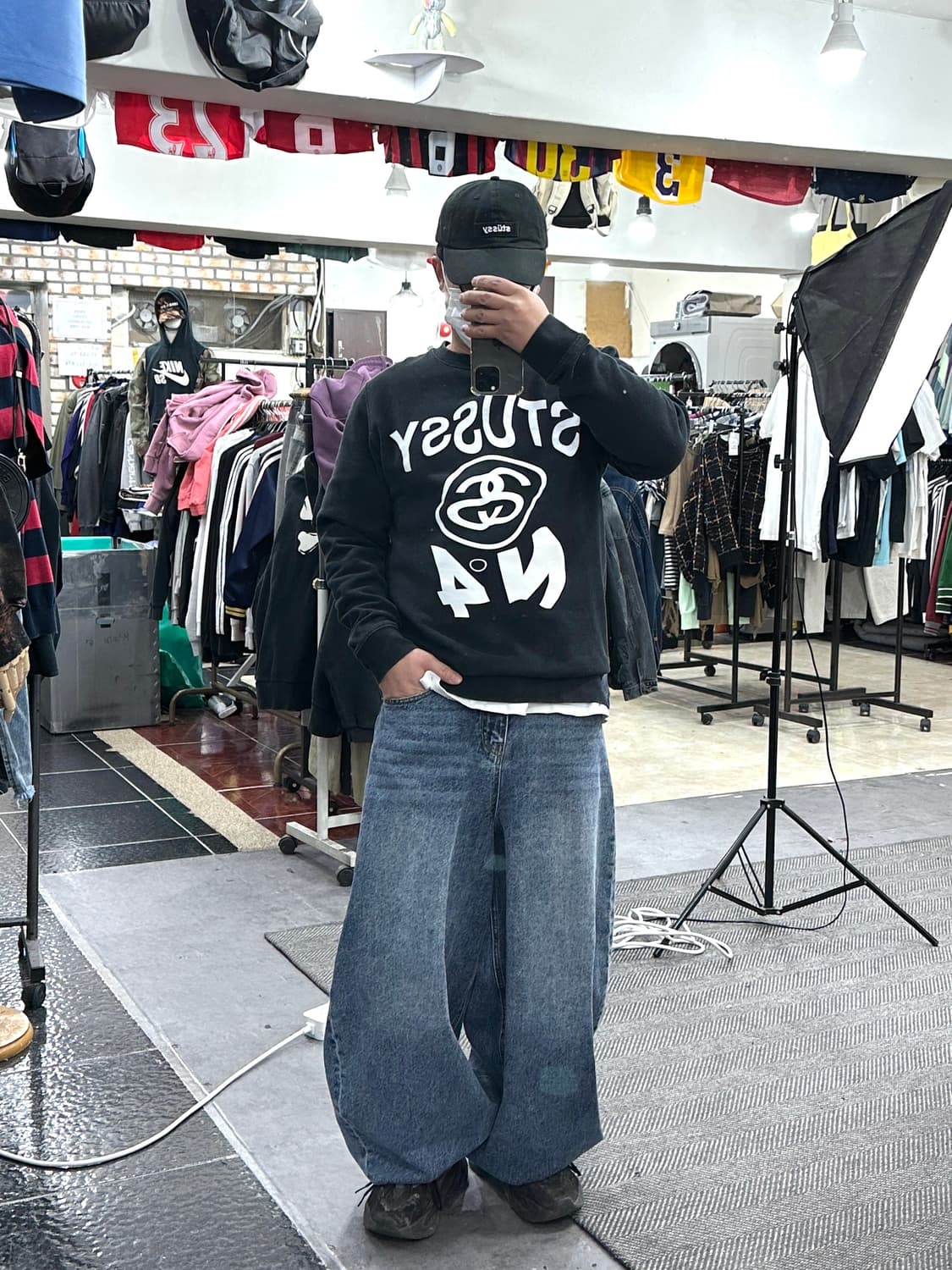 스투시 맨투맨 블랙 L 상품이미지8