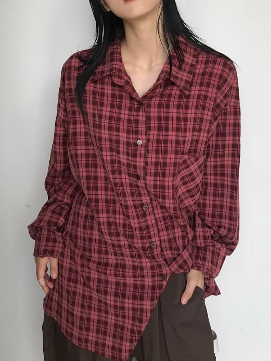 아케 체크 오버 셔츠 상품이미지2