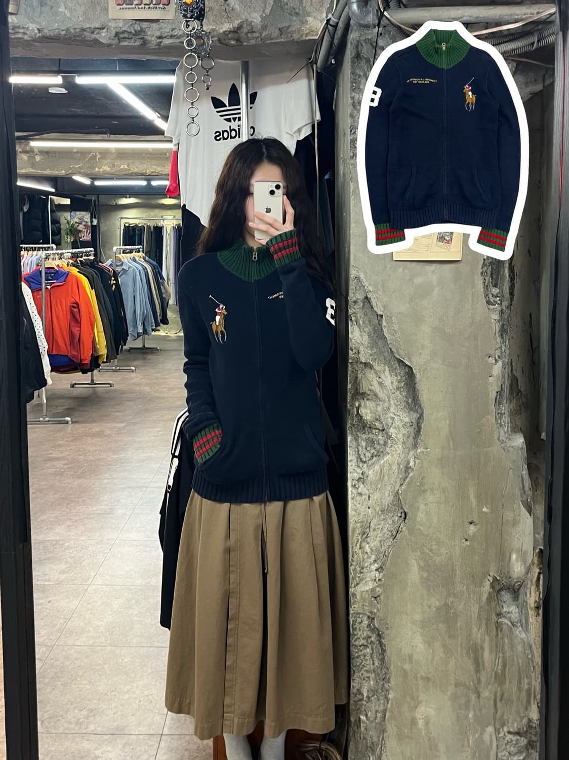 폴로 랄프로렌 빅포니 배색 니트 집업 네이비 키즈 L #csz2184 상품이미지1