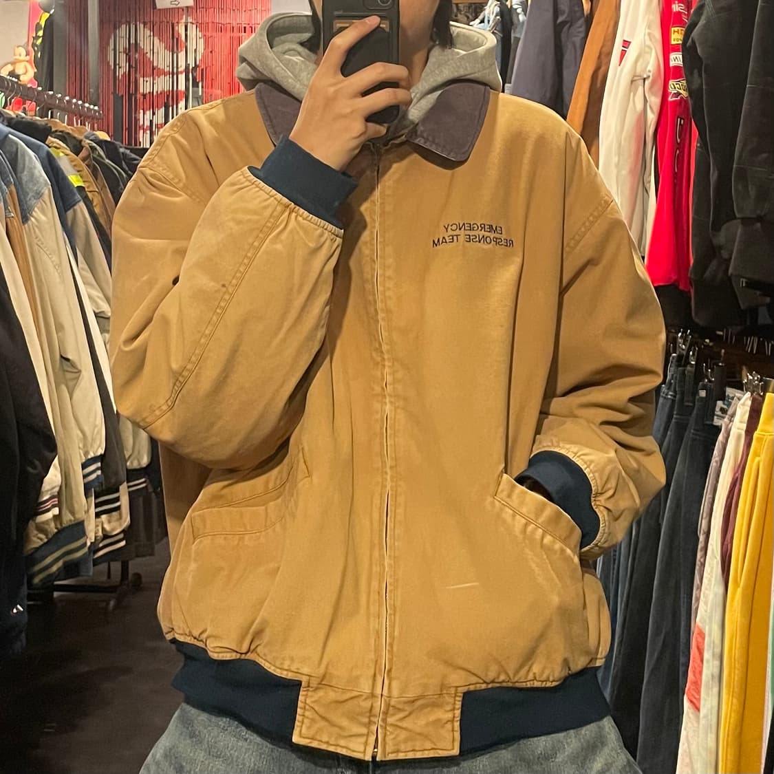 [IM] Vtg 베이지 카라 자수 워크자켓 상품이미지4