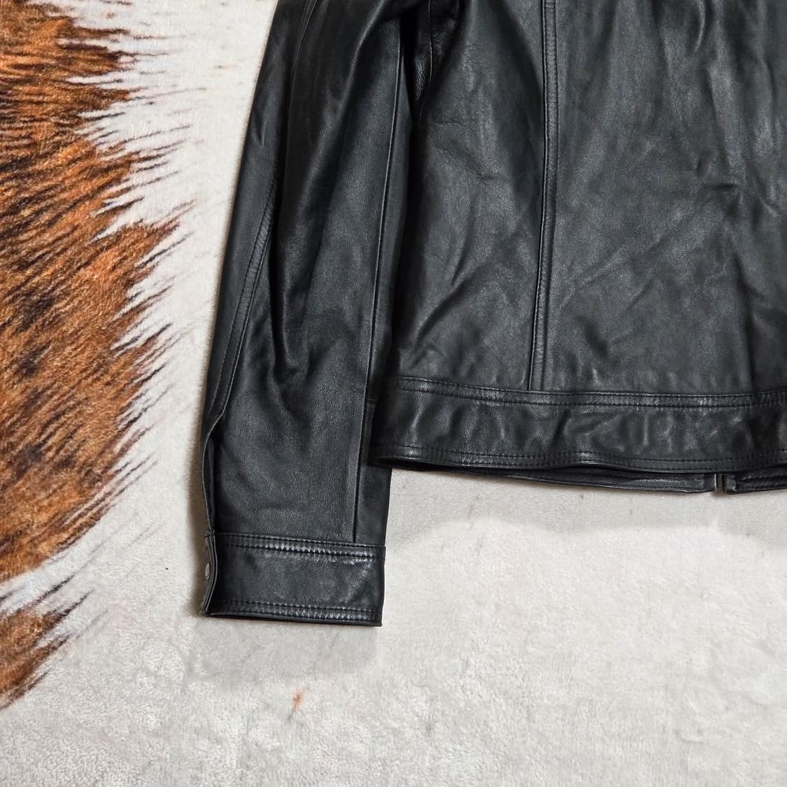 리얼레더 넥버클 블랙 양가죽 자켓 상품이미지6