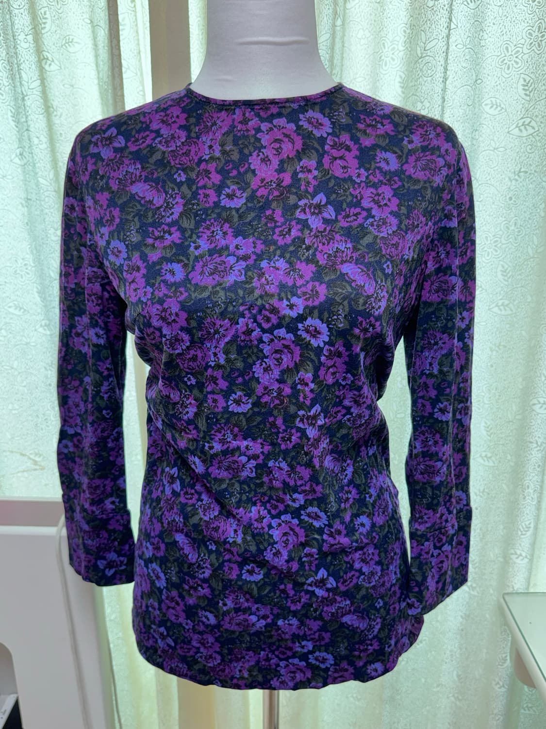 Flowers pattern three-quarter sleeve 상품이미지1