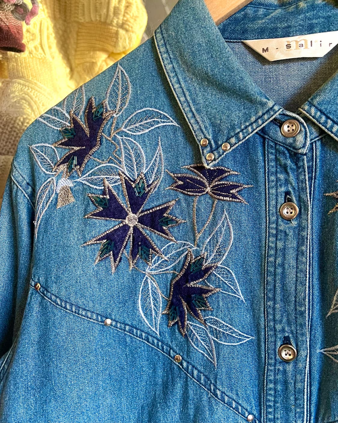 M-Salir Japan Denim Floral Western Shirt 상품이미지6