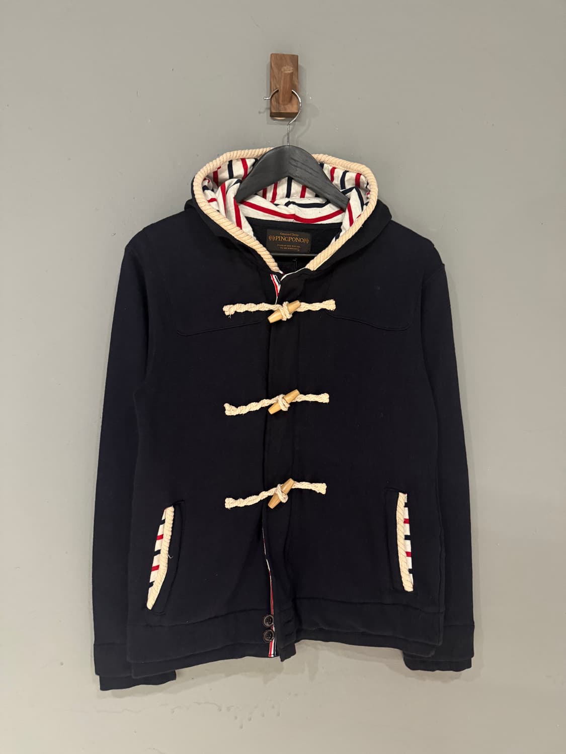 inner stripe duffle button hood zip-up 상품이미지5