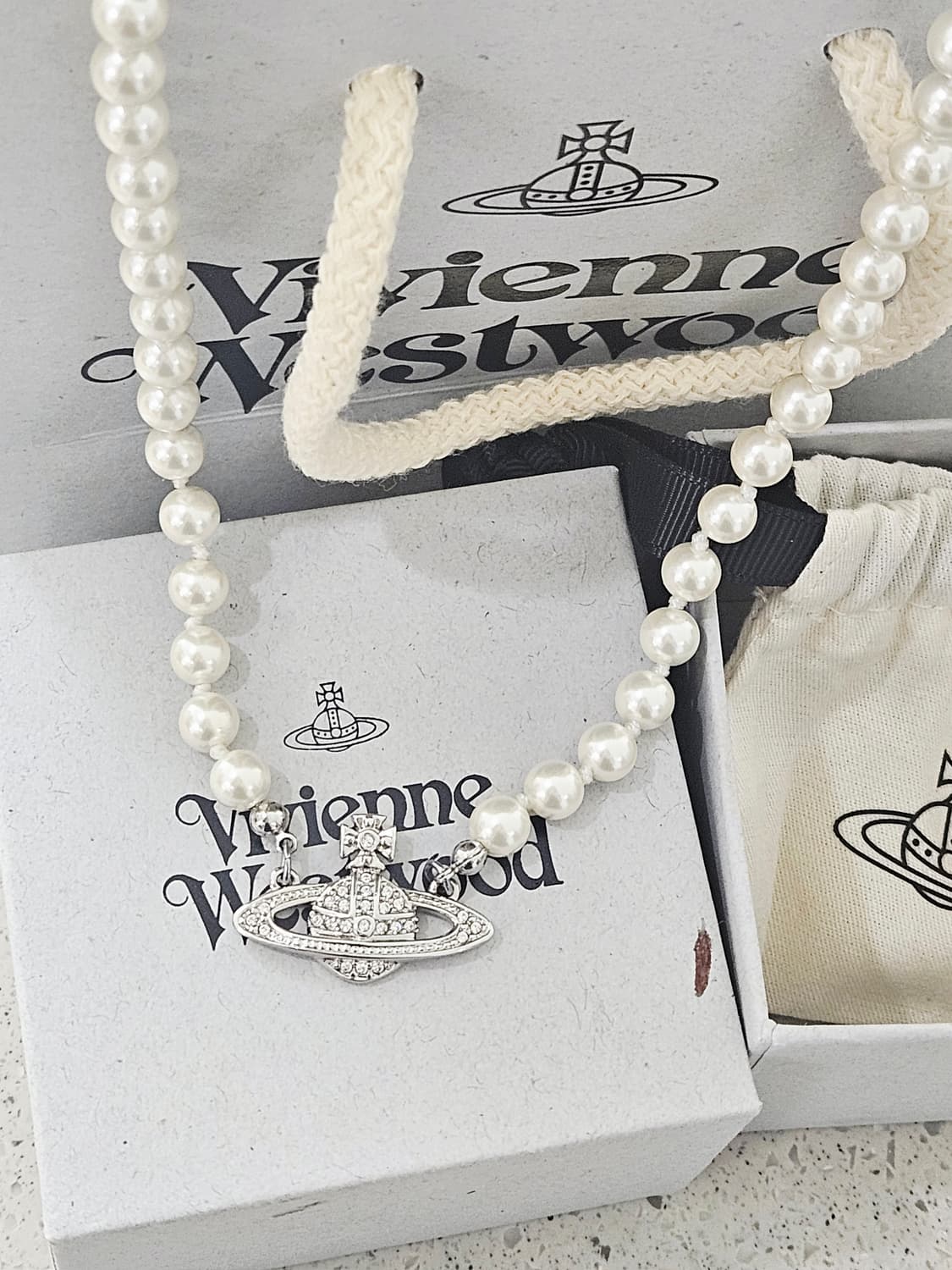 [미사용급] 비비안웨스트우드 진주 초커 목걸이 [정품] 상품이미지1