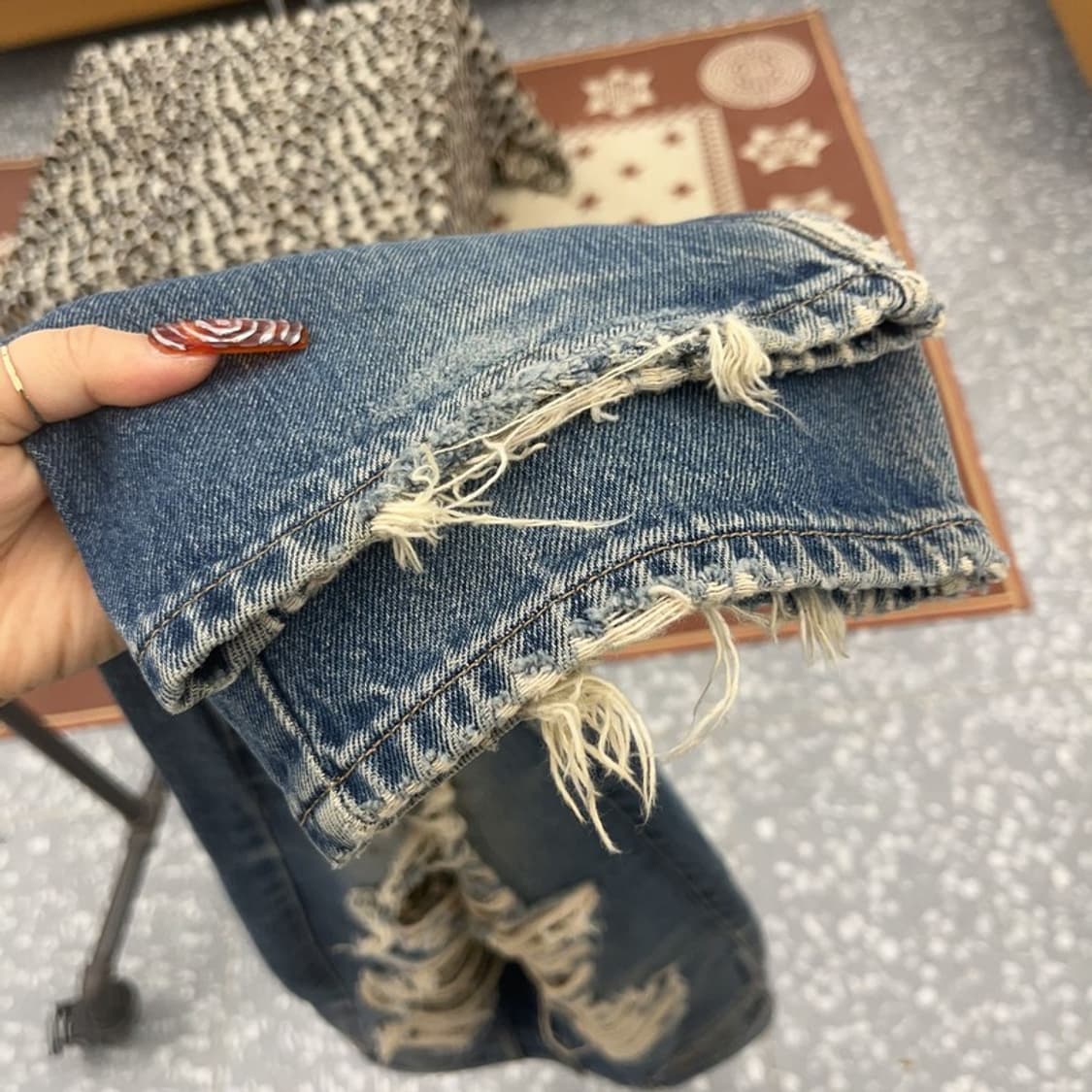 리바이스 희귀 갸루 레오파드 데미지 커스텀 데님팬츠 31인치 C09441 상품이미지7
