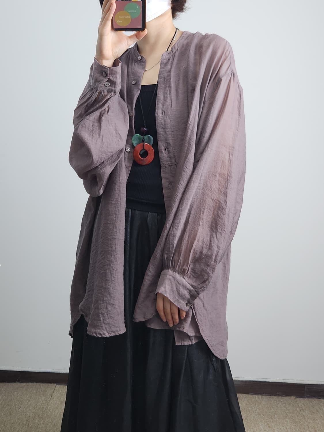 백리본 시스루 블라우스 상품이미지2