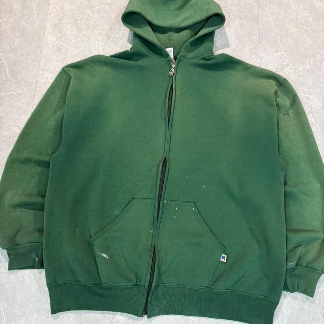 90s 러셀 애슬레틱 페이드 후드집업 그린 상품이미지2