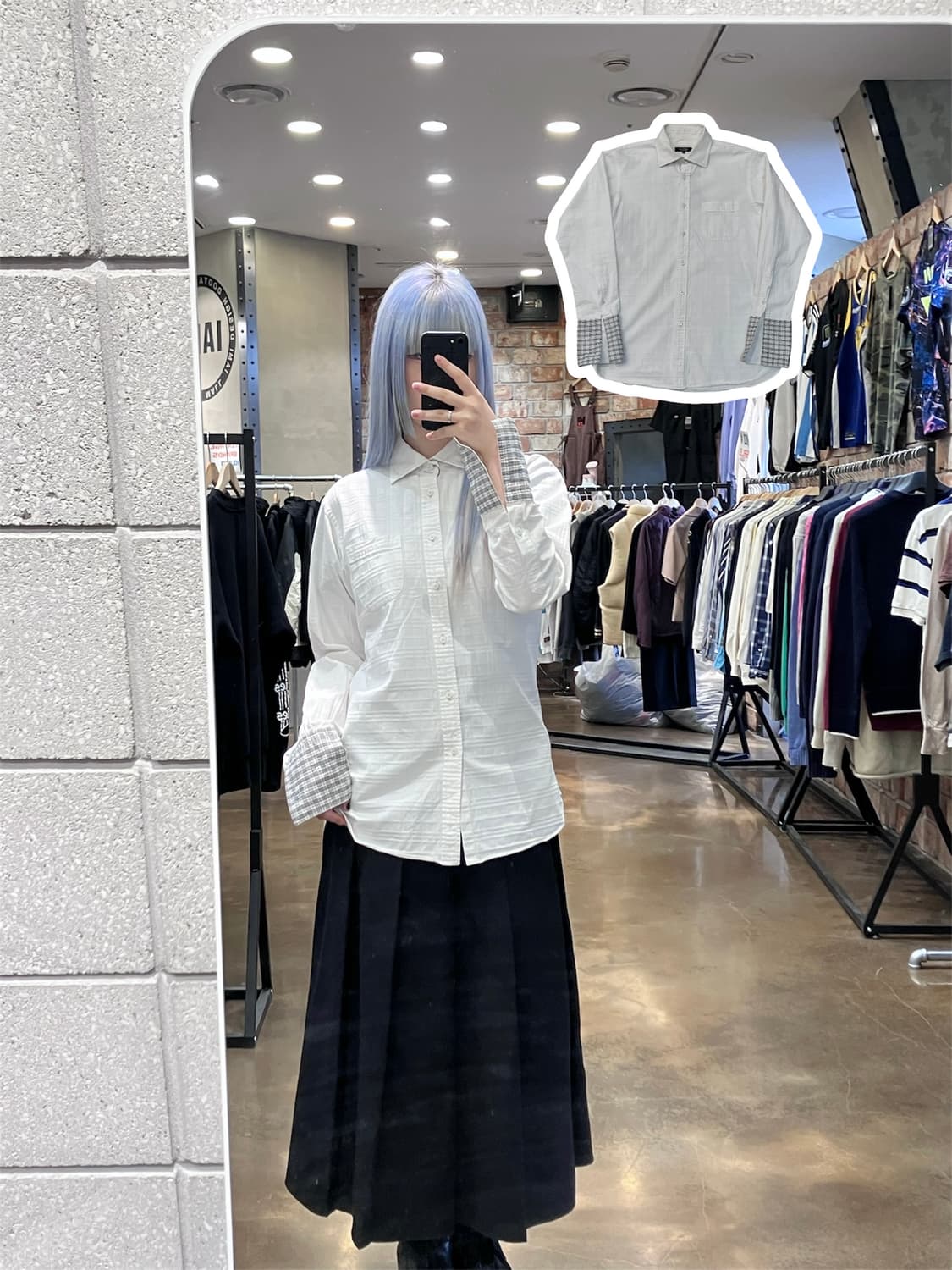 버버리 블랙라벨 체크 커프스 셔츠 화이트   #csz4155 상품이미지1