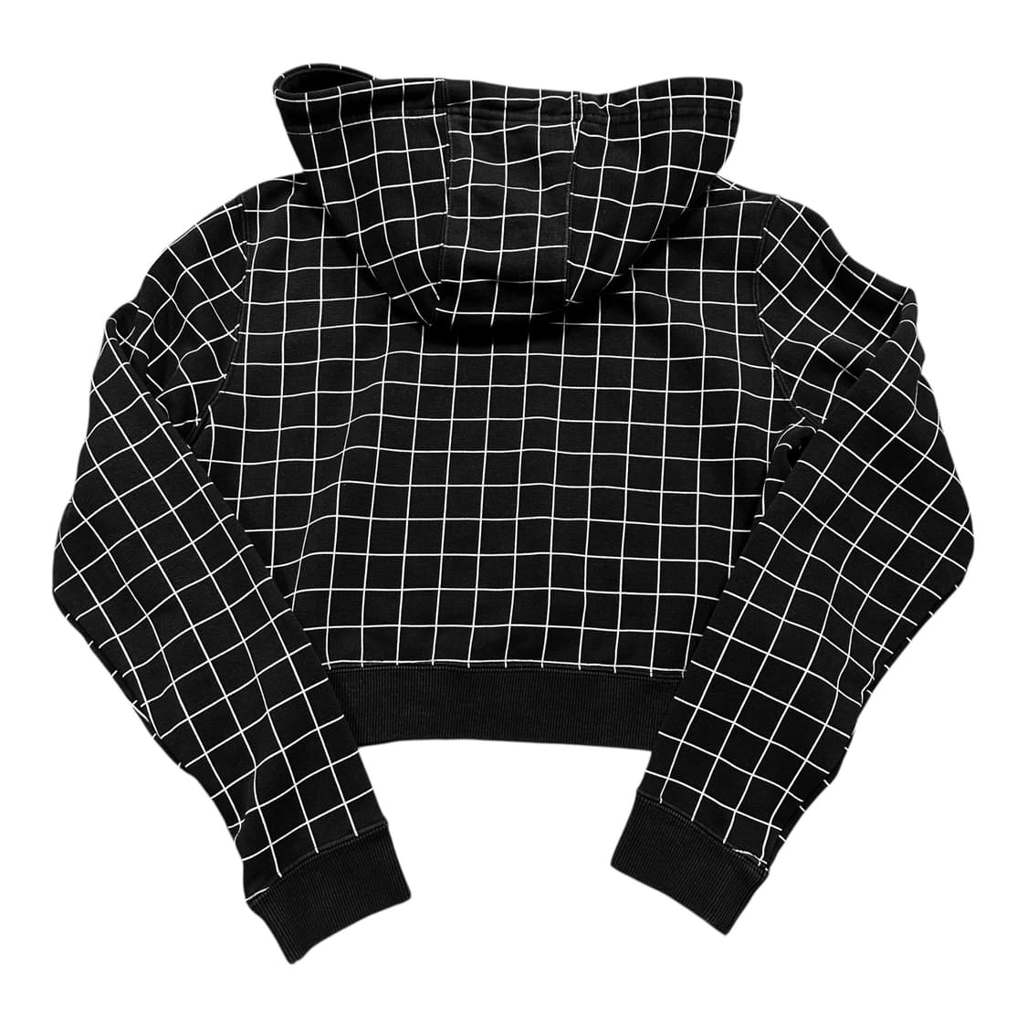 ✨ (바배) 아디다스 빅로고 체크 블랙 크롭 후드티 상품이미지2