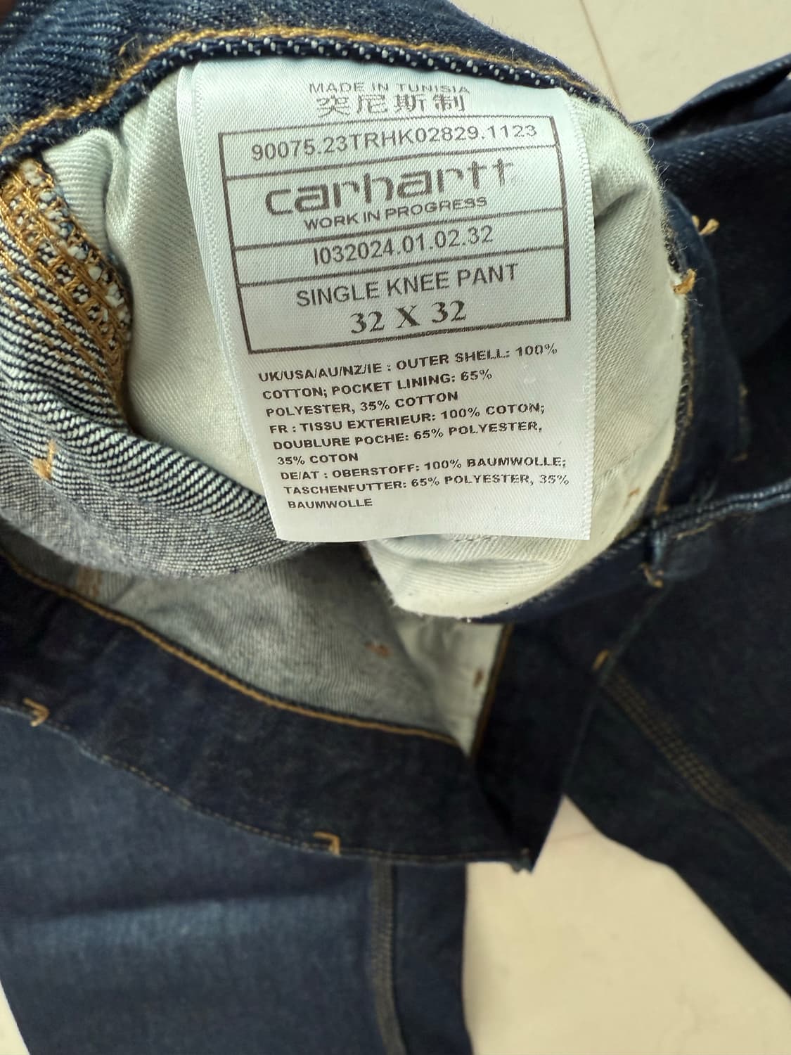 칼하트WIP 싱글니 팬츠 32x32 (Blue Rinsed) 상품이미지3