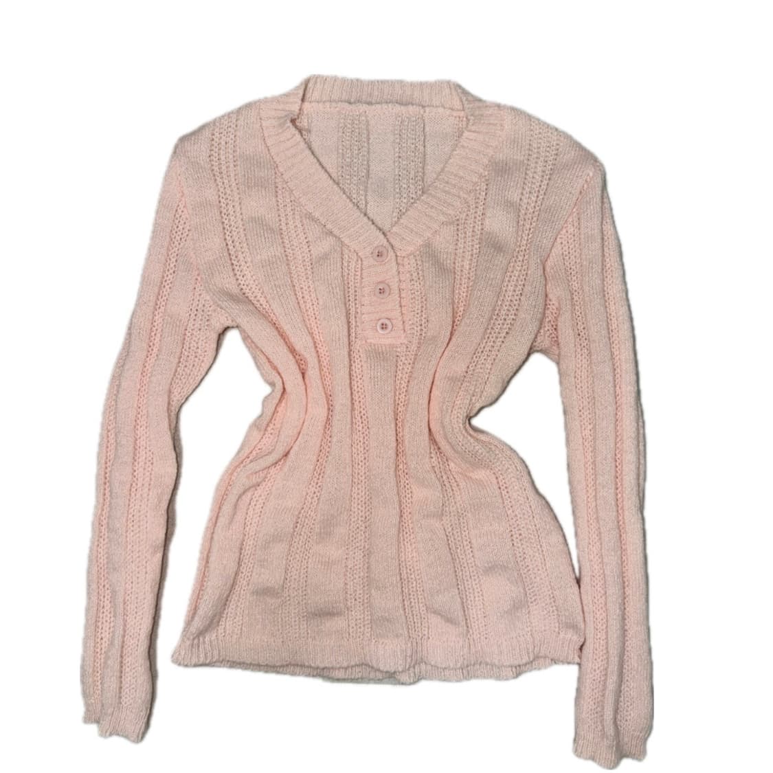 딸기우유 브이넥 단추 니트 상품이미지1