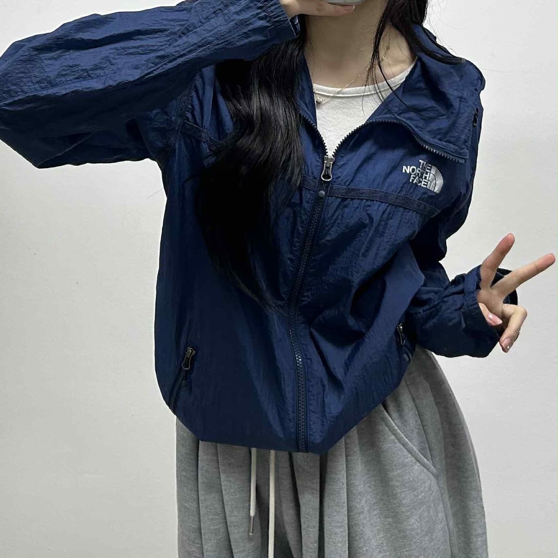 노스페이스 네이비 준신형 윈드브레이커 자켓 바람막이 희귀져지(100) 상품이미지1