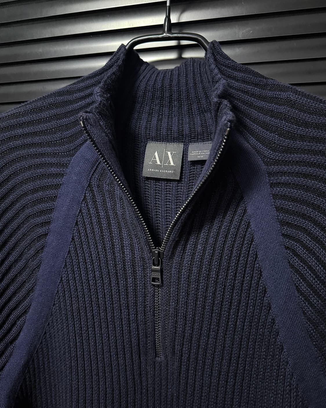 아르마니 익스체인지 알마니 네이비 남색 반목 반집업 터틀넥 목폴라 골지  상품이미지4