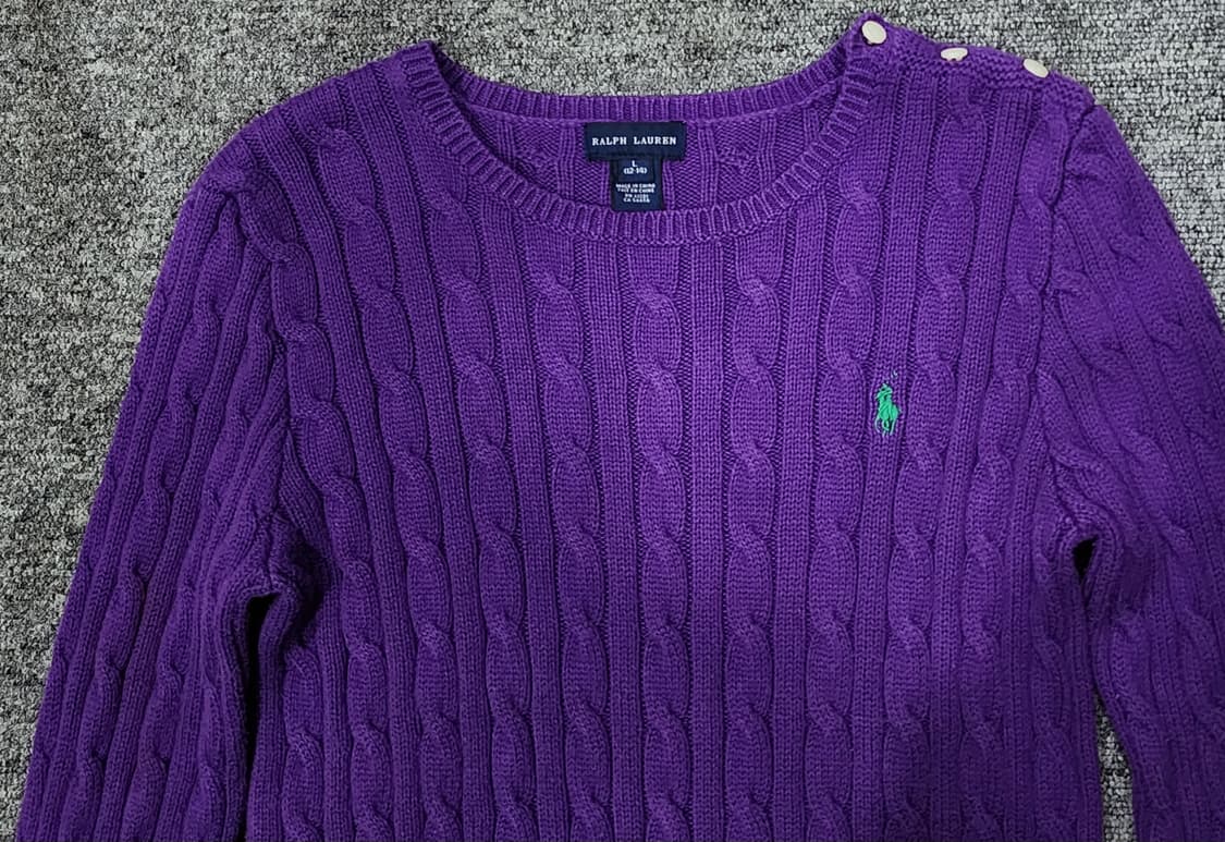 폴로 랄프로렌 숄더 버튼 포인트 케이블 꽈배기니트 걸즈 L 상품이미지3