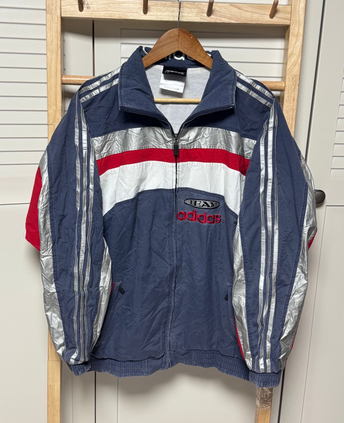 L 아디다스 삼선 실버 레이싱 코튼 빅로고 자켓 상품이미지1