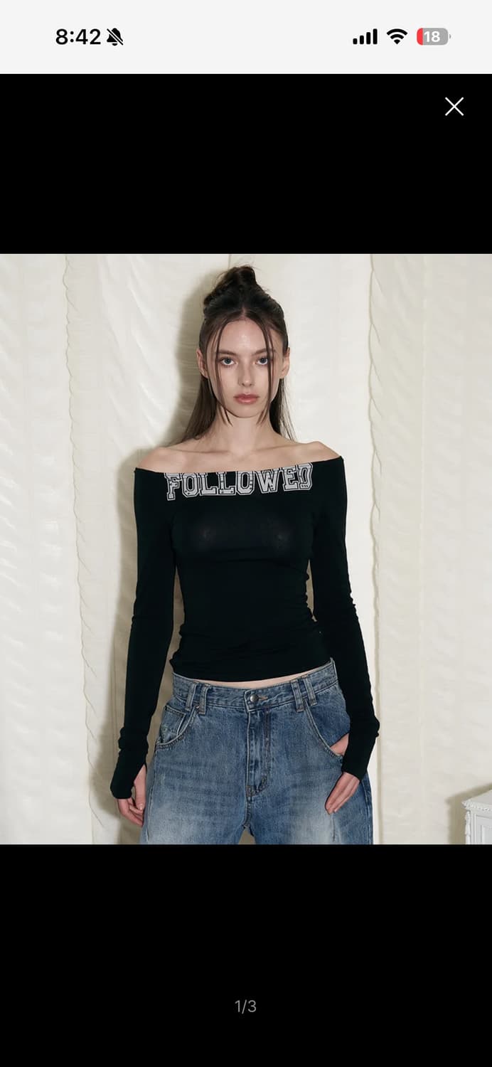 플리즈노팔로우 오프숄더 스톤 탑 새상품 상품이미지1