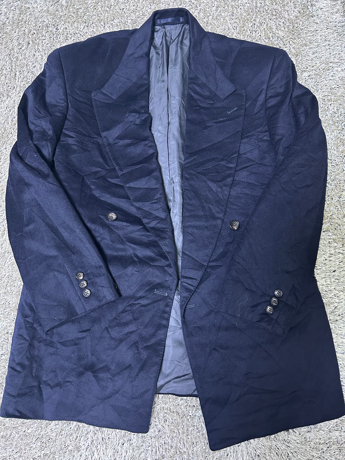 네이비 캐시미어 더블 버튼 블레이저 사이즈105~110 상품이미지1