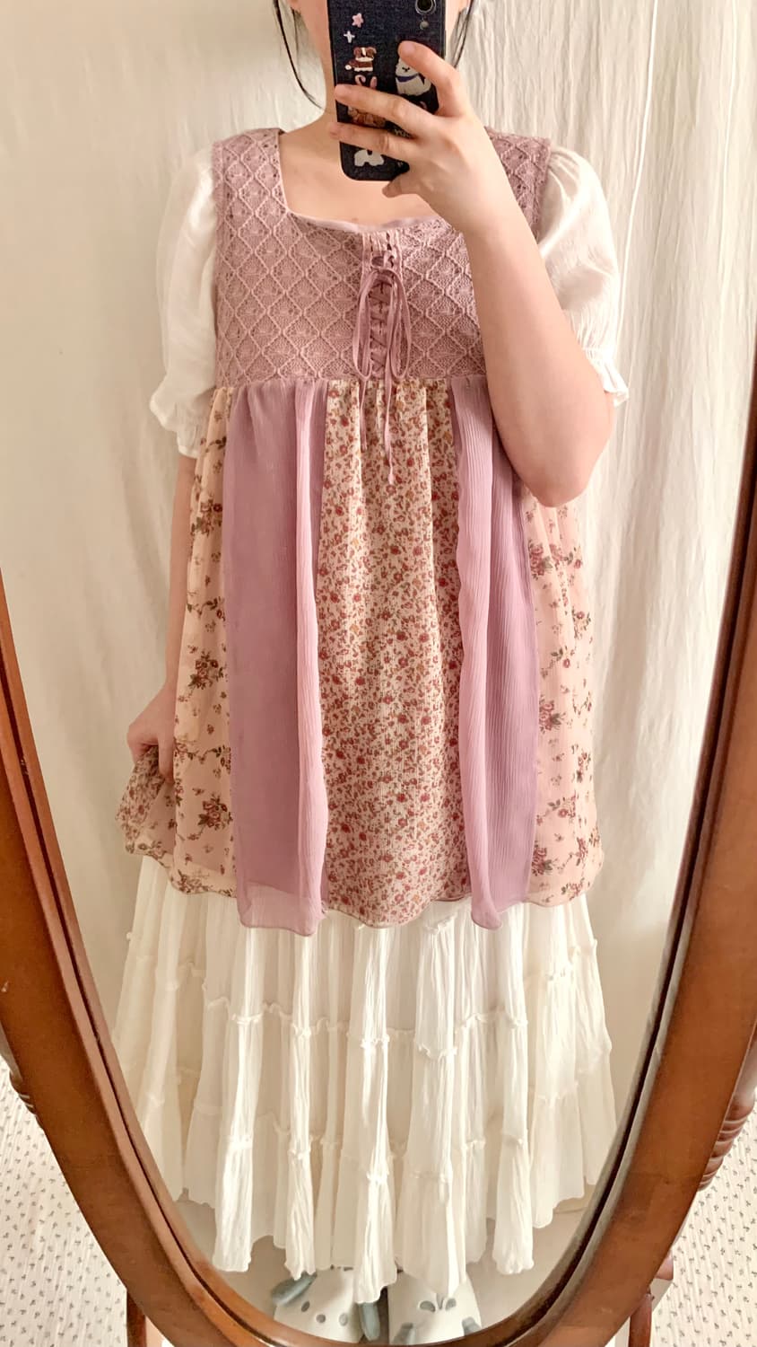 Rosa Cheri 핑크 패치 플라워 나시 상품이미지3