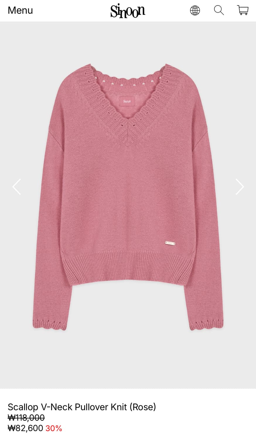 Sinoon 시눈 스칼롭 브이넥 풀오버 니트 상품이미지1