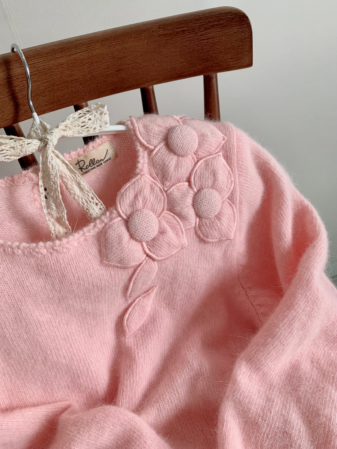 울90 핑크 패치 니트 상품이미지1