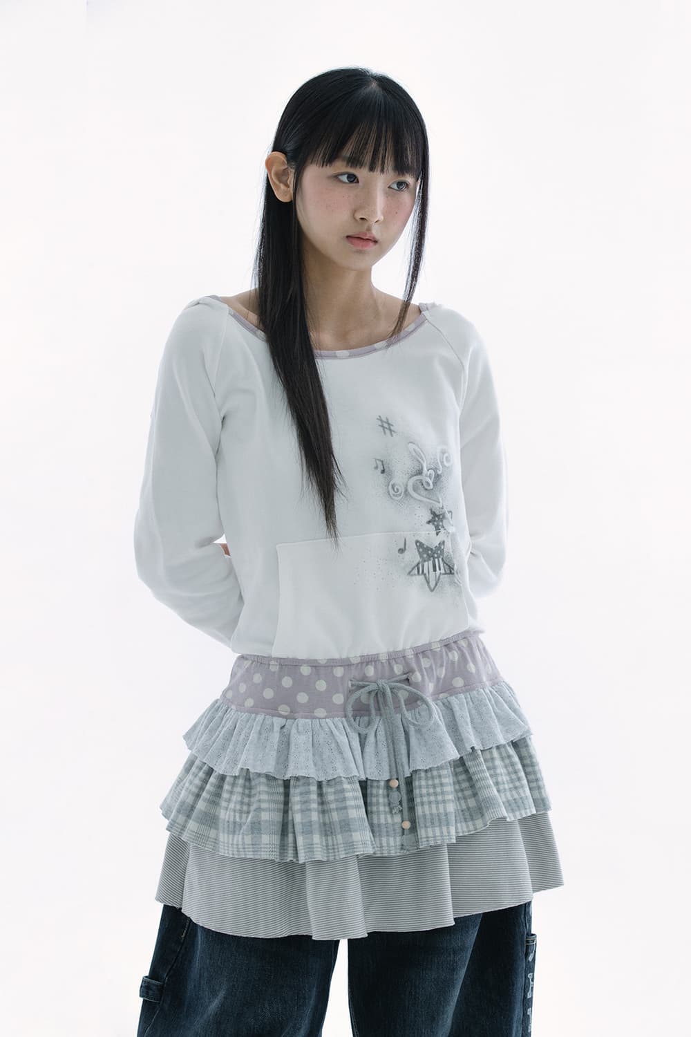 (급처) 허그유어스킨 캉캉 레이어드 후드 드레스 (아이보리) 상품이미지2