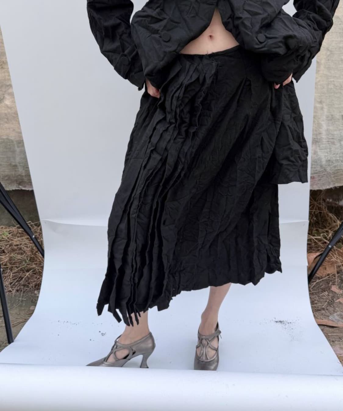 (교환o) eonts 애옹쓰 페이퍼 울 스커트 상품이미지2