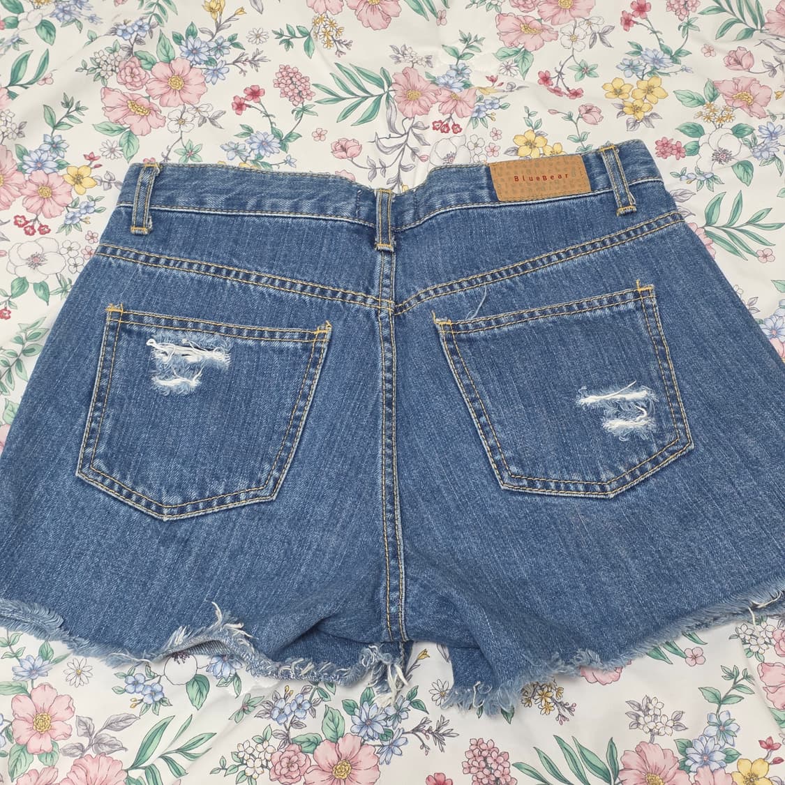 2000원 blue bear 빈티지) 데미지 데님 y2k 청반바지핫팬츠 상품이미지3