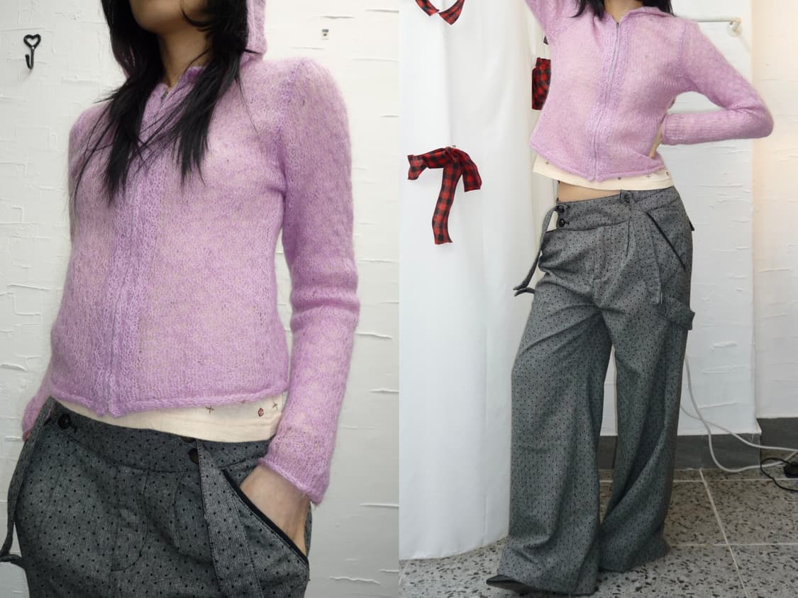 Pink hoodie zip-up cardigan 상품이미지1