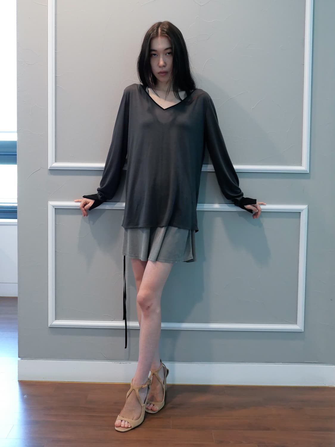 키야기 chiyagi Colon Top - charcoal 상품이미지5