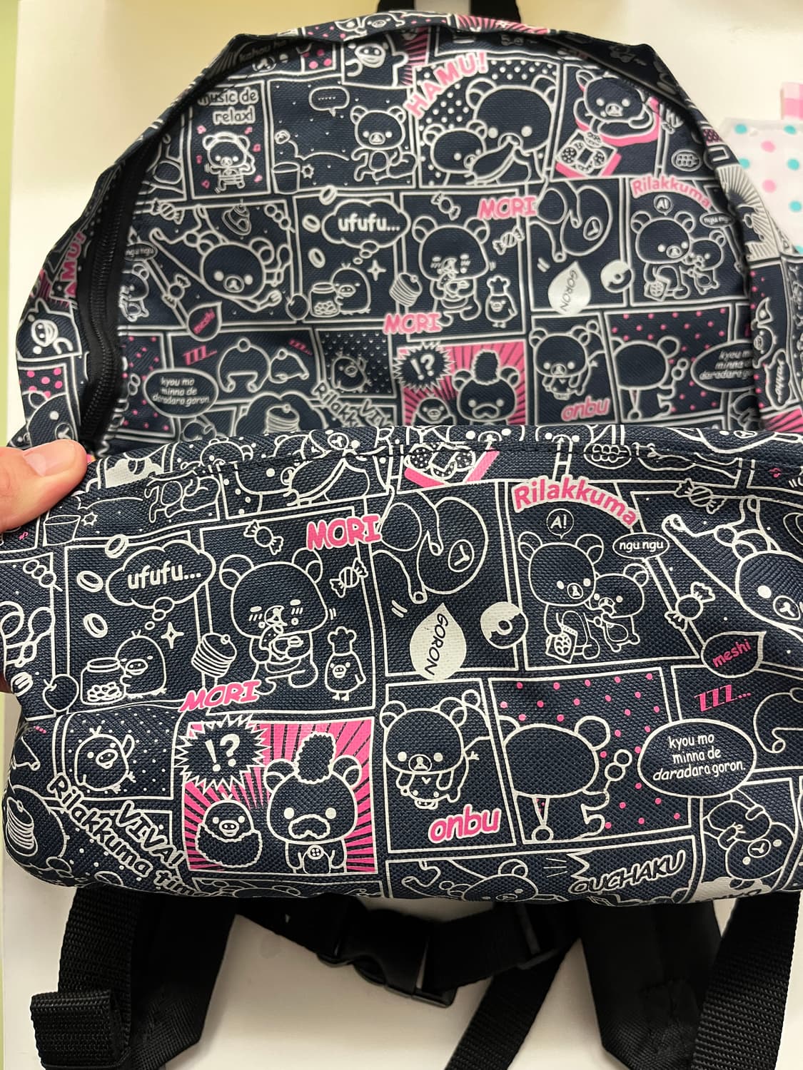 리락쿠마 카툰 백팩 🐻 다크네이비 상품이미지8