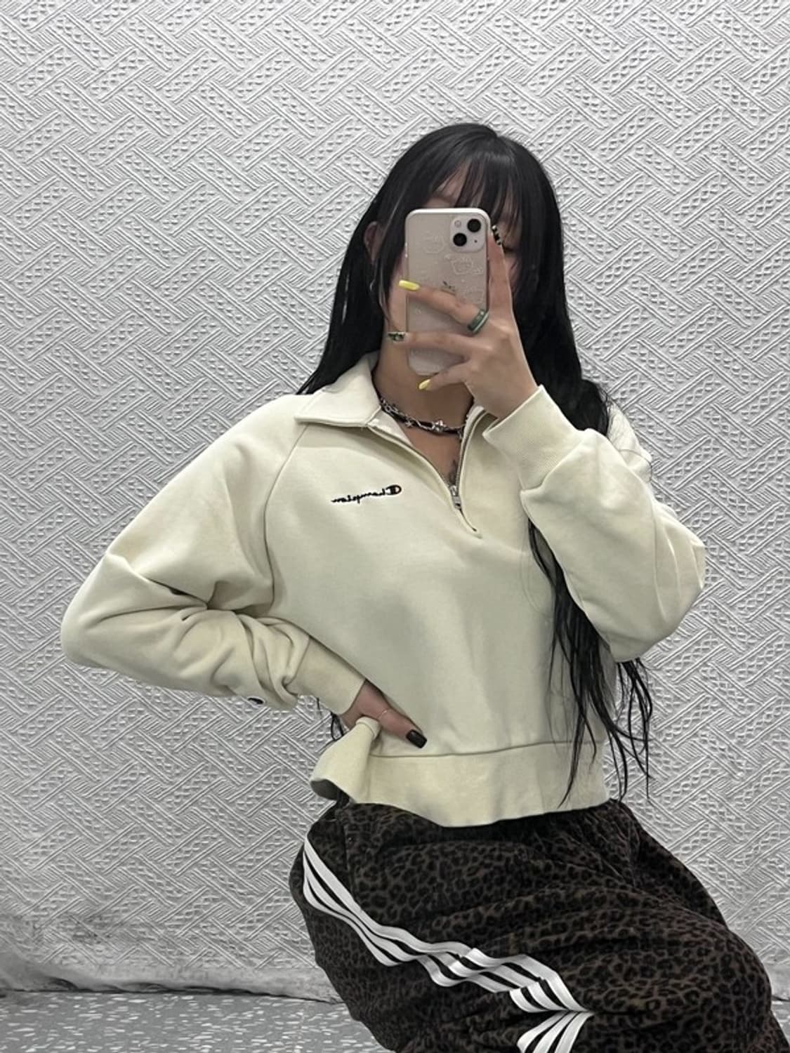 챔피언 폭닥 오트밀 크림 세미크롭 반집업 맨투맨 M C07572 상품이미지2