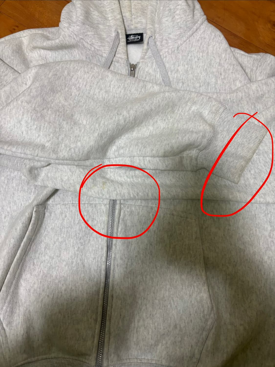 스투시 베이직 스투시 후드 집업 애쉬 헤더 상품이미지5