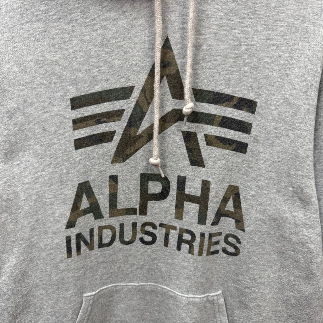 00s 알파인더스트리 후드티 전면 로고 레터링 포인트 그레이 상품이미지5