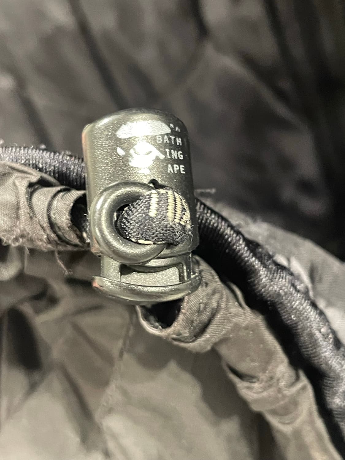 BAPE 베이프 사루 자수 퀼팅 경량 패딩 자켓 블랙 상품이미지5