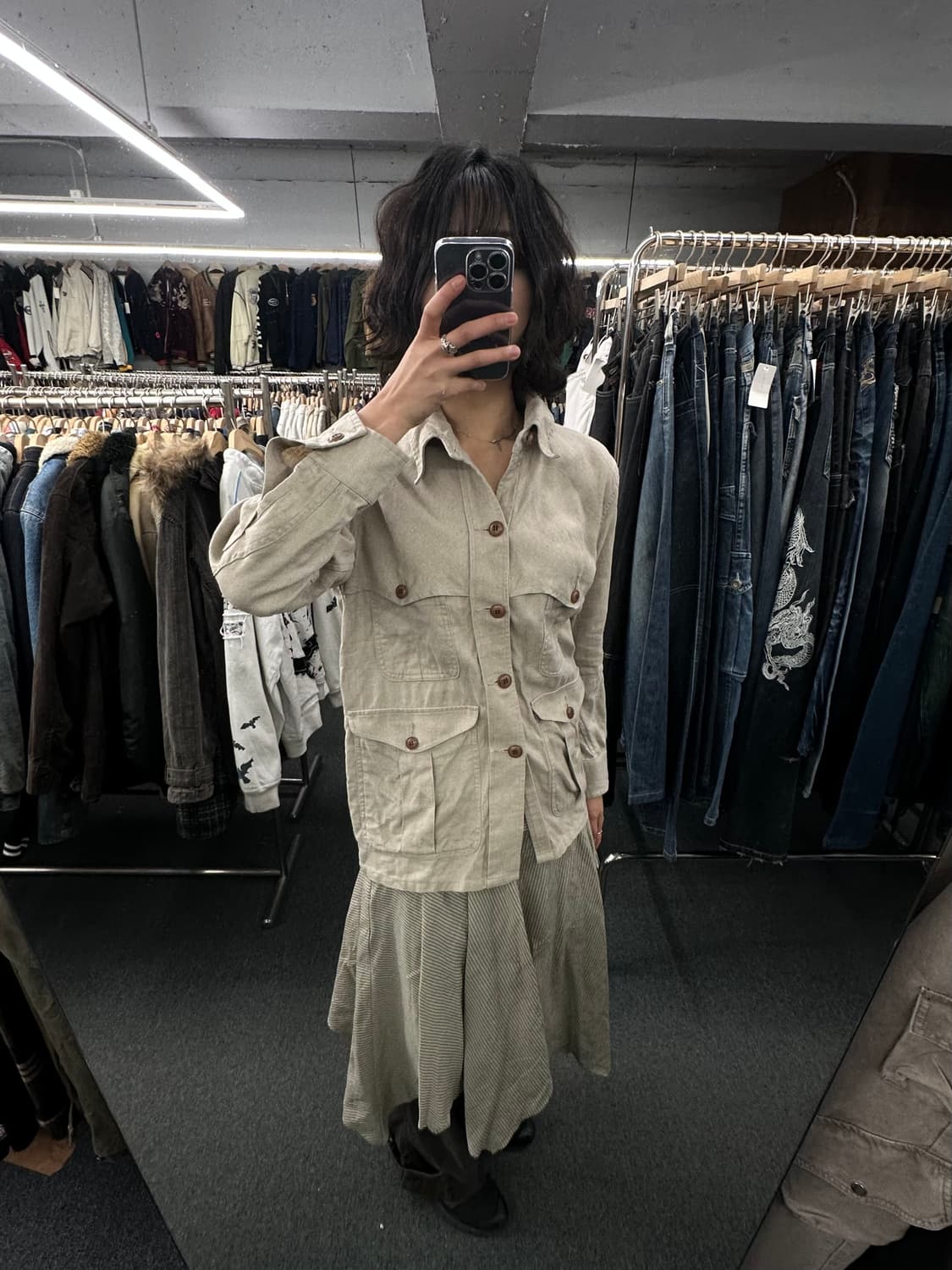 M)Haversack 하버색 빈티지 베이지 린넨 헌팅자켓 상품이미지1